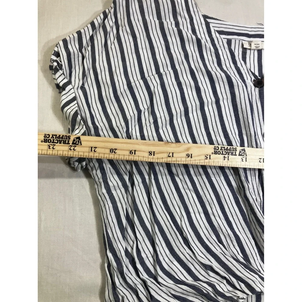 ANA‎ A New Approach Womens Small Navy Blue White Striped Twist Front Button Top - Picture 3 of 8
